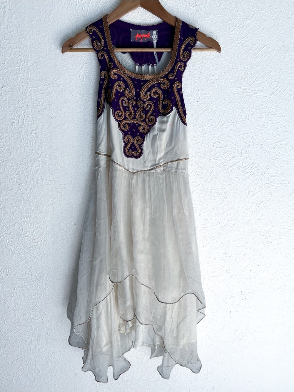 Free People Filigree Whimsy Embellished Fairycore Handkerchief Dress Sz 8 NWT